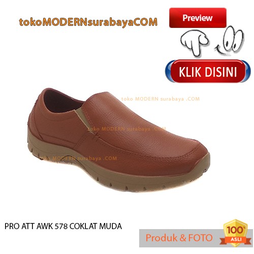 PRO ATT AWK 578 COKLAT MUDA sepatu pria slip on karet anti air