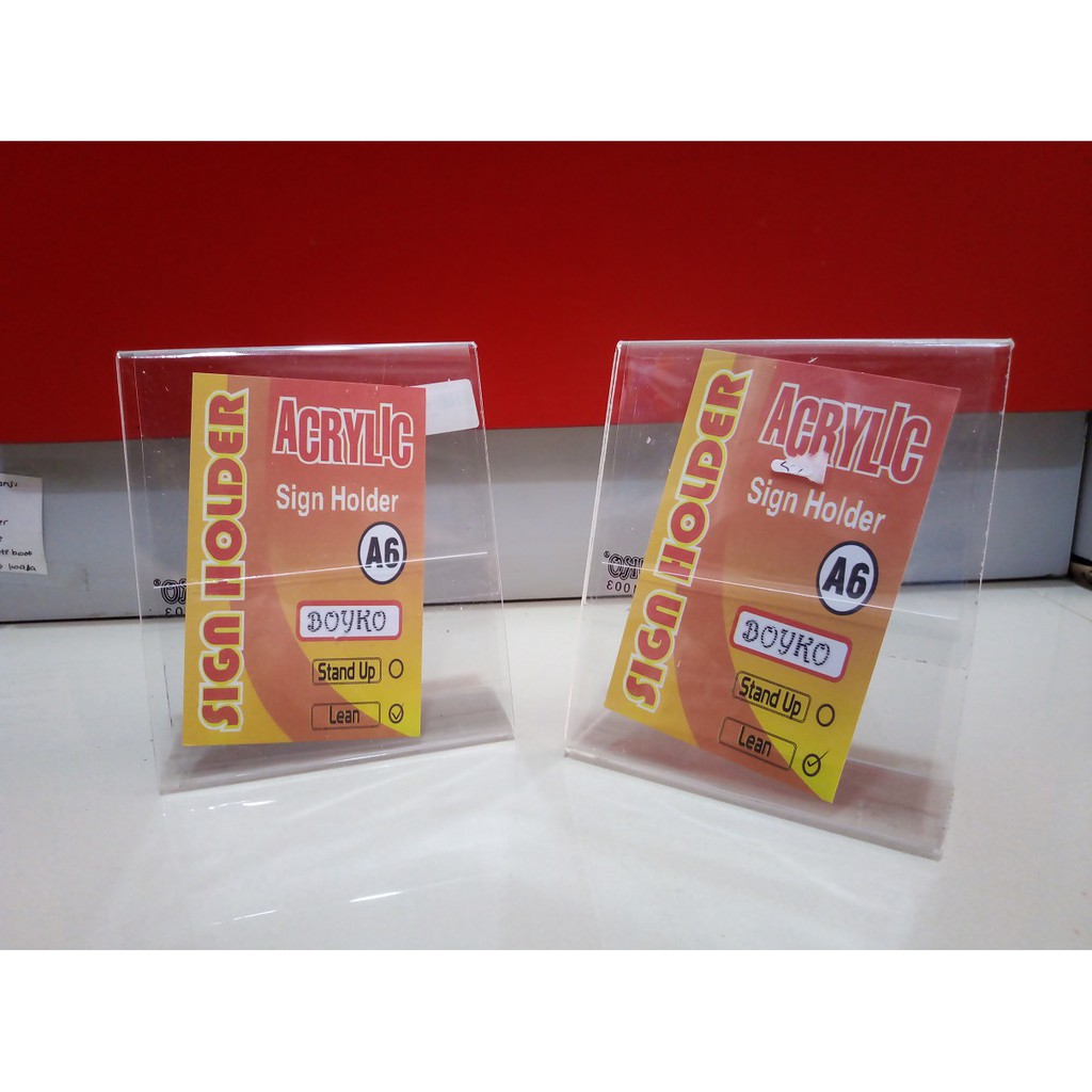 

ACRYLIC SIGN HOLDER A6 MODEL LEAN MERK BOYKO