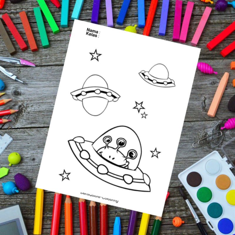 

Kertas Mewarnai Anak Tema Alien / Kertas Gambar (10 Lembar Gambar)