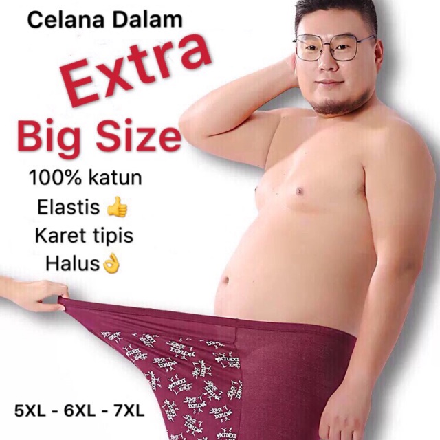 3PCS!!! Celana dalam boxer laki EXTRA halus BIG katun karet tipis / boxer cowok gendut