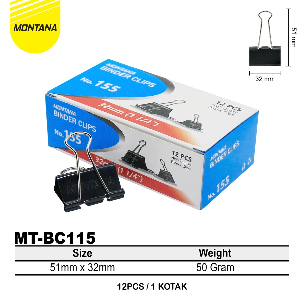 

MurahMurahATK Binder Clip / Klip / Penjepit Kertas Montana (MT-BC155)