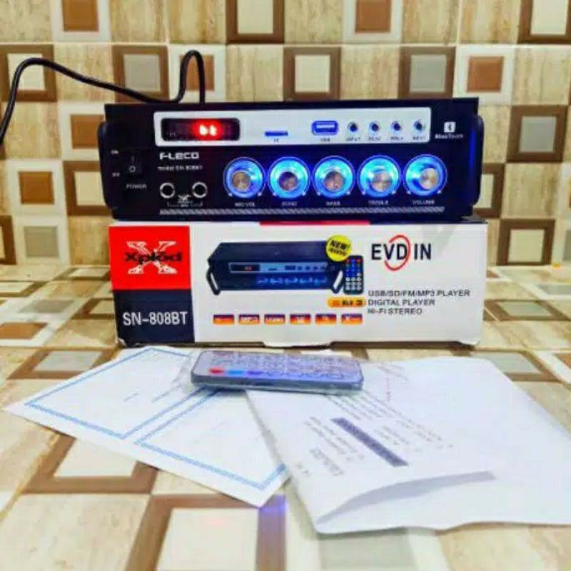 Amplifier FLECO SN-808BT ( Bluetooth) Stereo Karaoke + Mp3 player + FM Radio