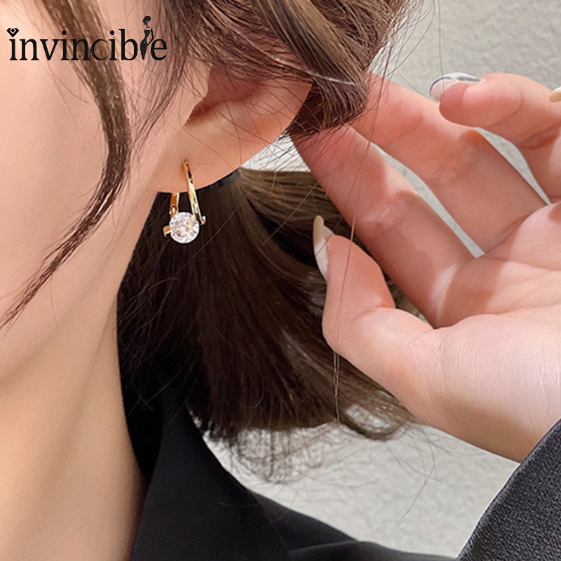 Anting Liontin Kristal Cubic Zirconia Gaya Korea Untuk Wanita