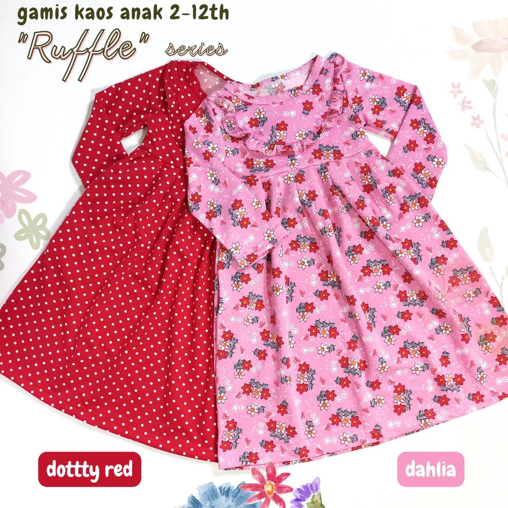 GAMIS KAOS ANAK 1-5 thn + SAKU SAMPING (BASIC RUFFLE series)