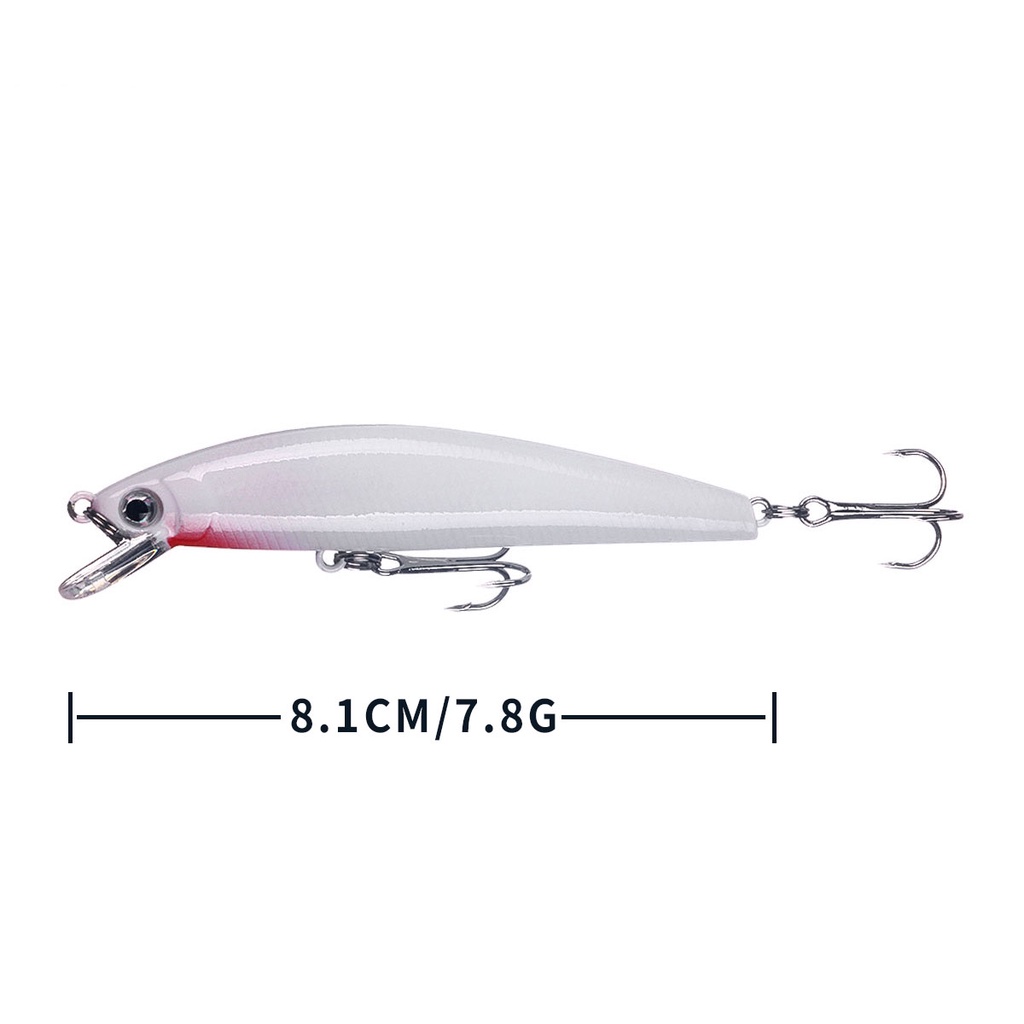 Hengjia 1pcs Umpan Pancing Minnow Popper Crankabit VIB Pencil Fishing Lure Bentuk Ikan Kecil Putih Bermata 3d Luminous Plastic Bait Fishing Tackle