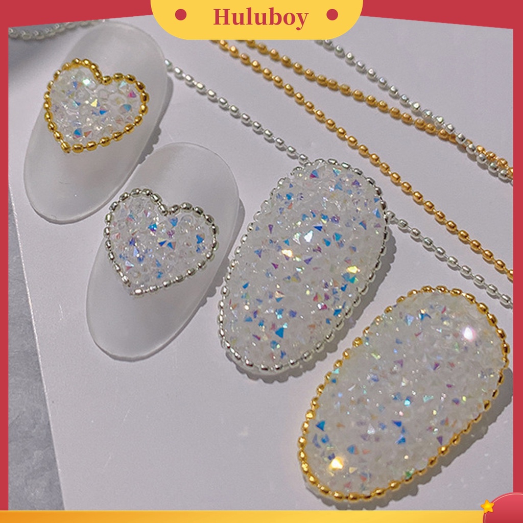 Huluboy Huluboy♡ 2pcs Rantai Manik-Manik Bahan Metal Untuk Dekorasi Nail Art