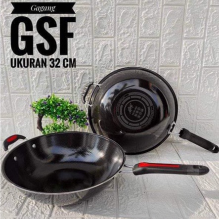 WAJAN GAGANG GSF 32CM / WAJAN GAGANG GSF 1032P 32CM / WAJAN PENGGORENGAN GSF ENAMEL ANTI LENGKET