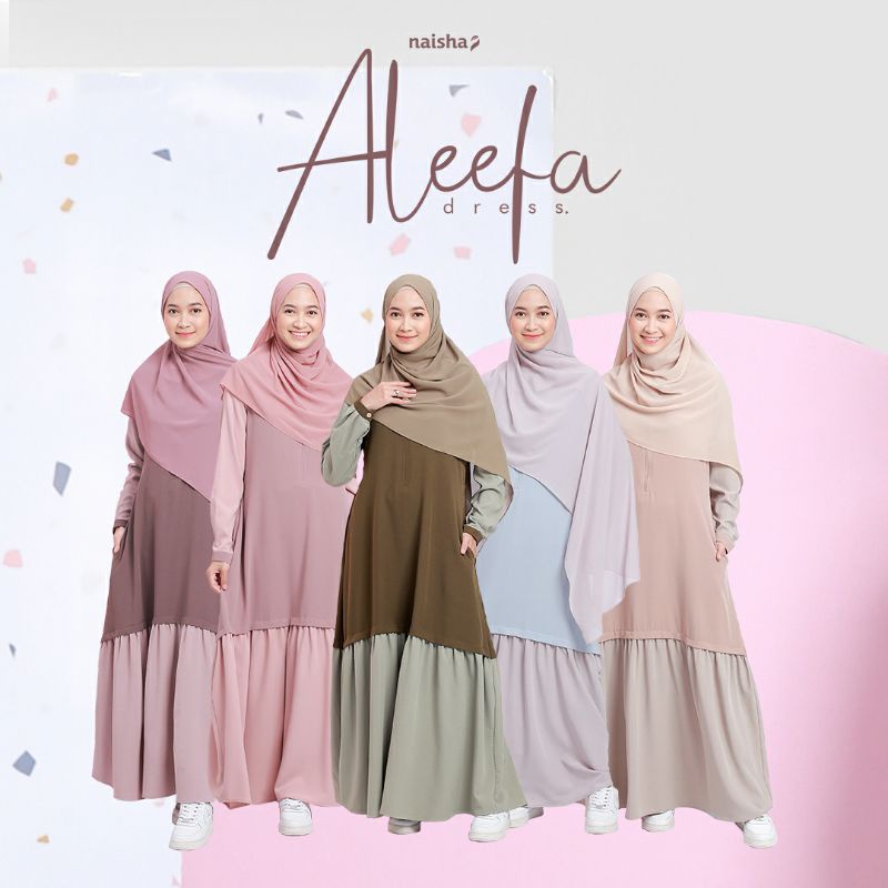 Aleefa Dress By Naisha, Gamis Kekinian, Gamis Modern