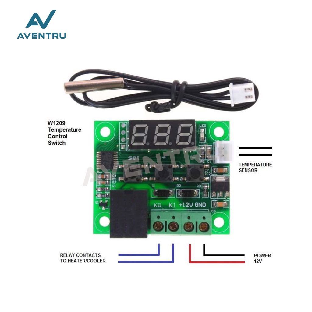 W1209 PCB Thermostat DC AC Digital Temperature Controller Control Suhu