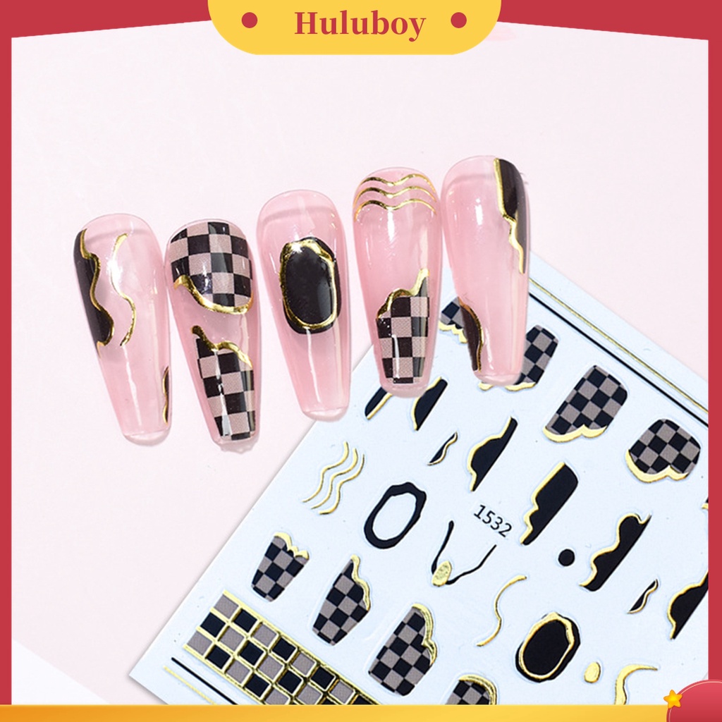 Huluboy Huluboy♡ Stiker Kuku Efek Glitter 3D Ultra Tipis Untuk Manicure