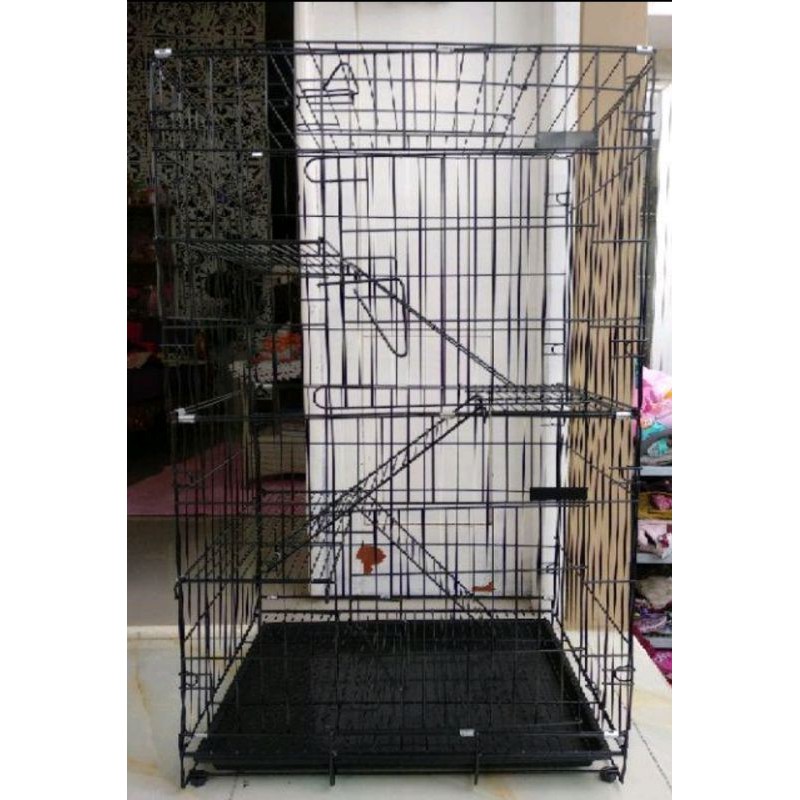 [ Grosir ] Kandang Kucing Tingkat 3 Size XL 96x62x42 + FREE CAT HAMMOCK + All Expedition-3