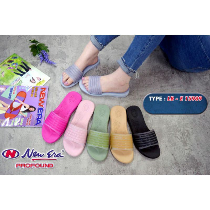 gof NEW ERA LB- E 15989 SANDAL  Selop Flat Wanita Sendal slop Original  36/40