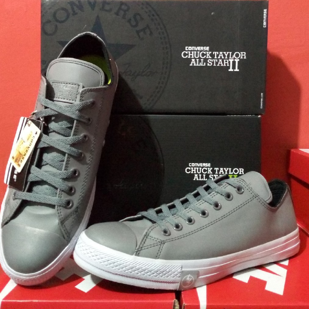 sepatu Kulit CONVERSE ALLSTAR pendek Abu Putih Coklat Kualitas PREMIUM