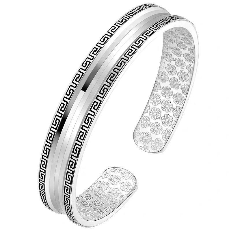 Bracelet Men's Vintage Cool Opening Adjustable Silver