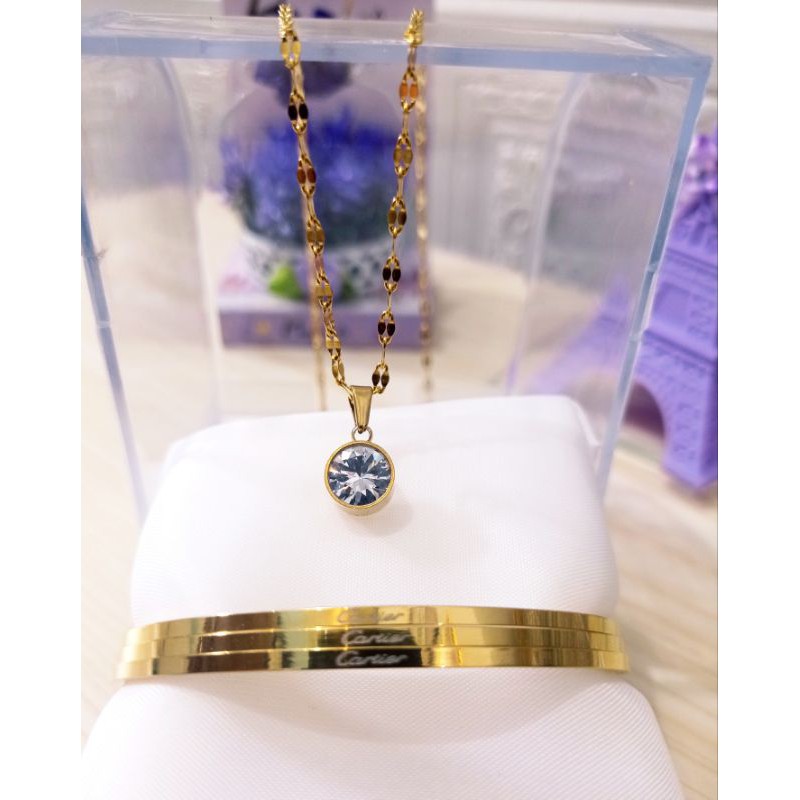 Gelang titanium set kalung premium