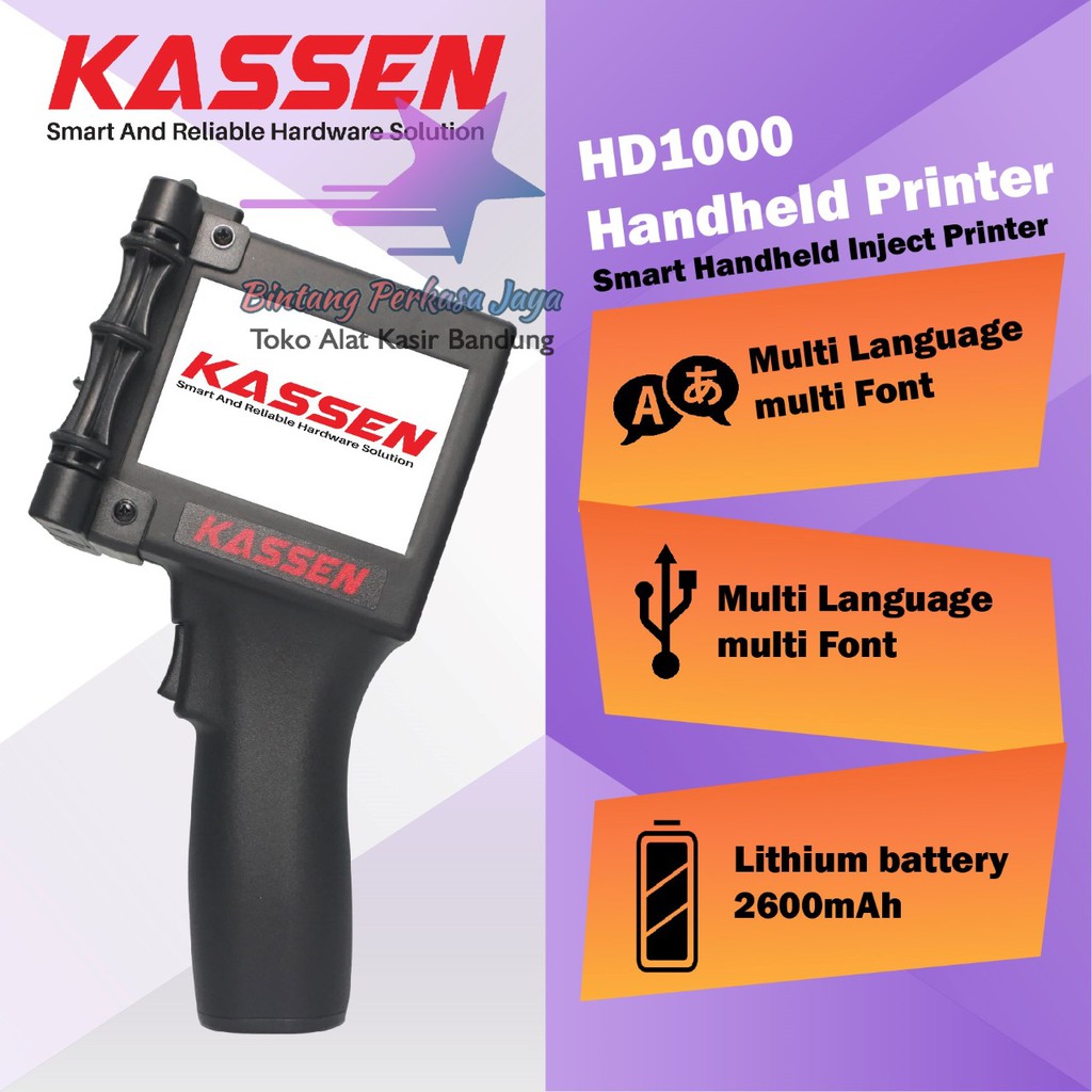 Kassen HD1000 - Smart Handheld Inkjet Portable Printer Tangan Cetak Expired Date dll