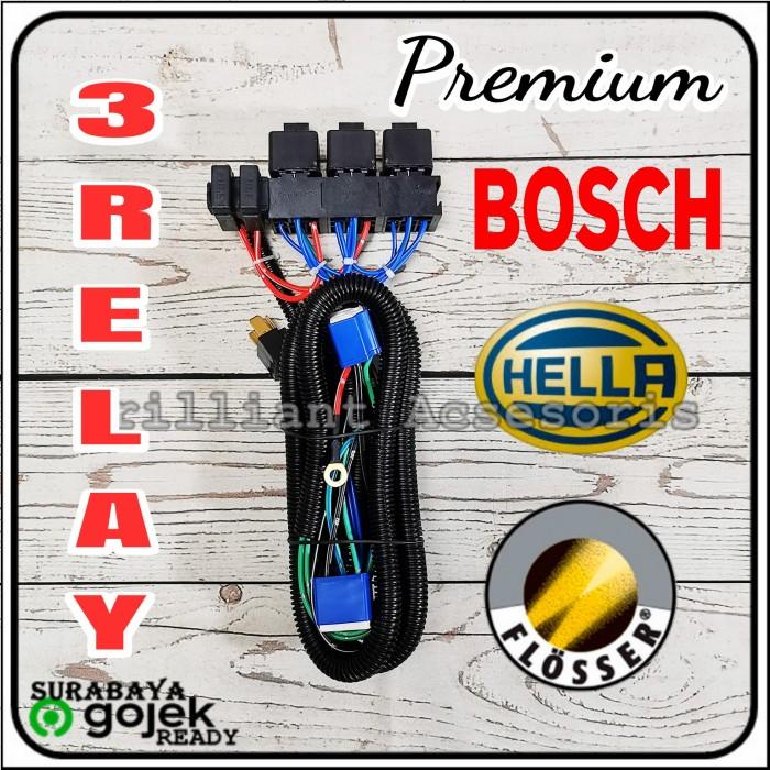 Kabel Set Relay Lampu - Hella / Bosch - 3 Relay / 2 Lampu H4