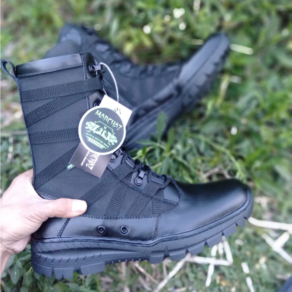 Sepatu PDL Ninja Kulit Asli Merk MARCHAZ Sepatu PDL Tni Polri Security Satpam Sepatu Boots Pria