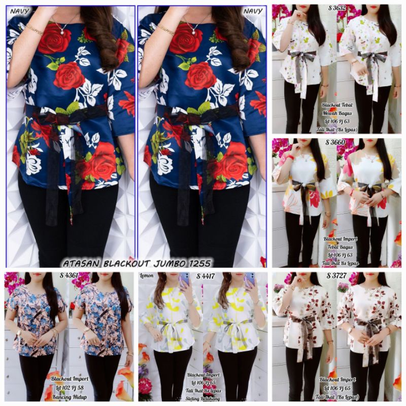 Atasan Blouse Blackout Tebal (Ada 15 motif)