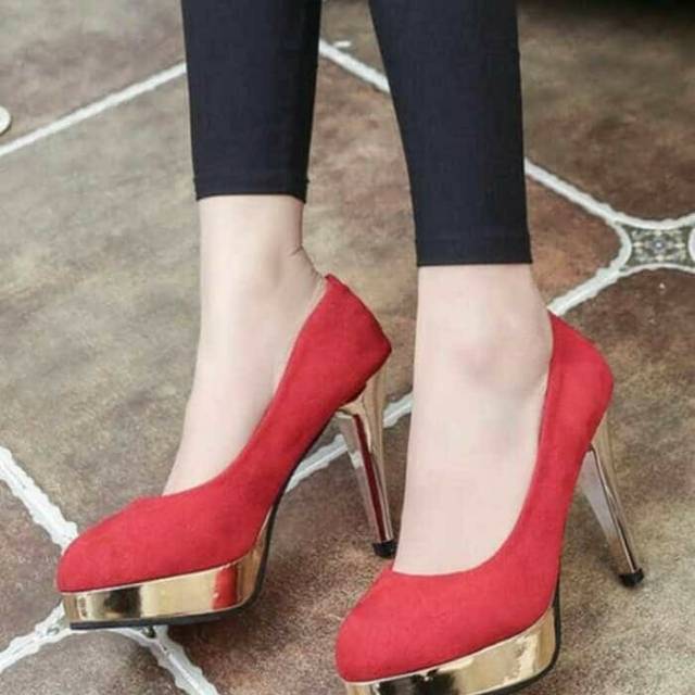 SEPATU HIGH HEELS WANITA | EXCLUSIVE- PUMPS HEELS MONROE MERAH |