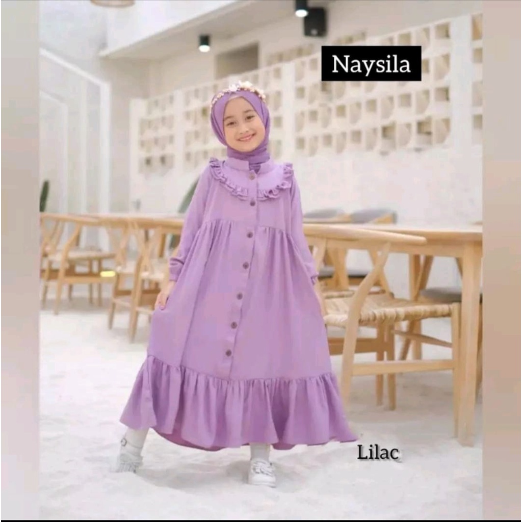 SYAKILA DRESS BAHAN CRINCLE - GAMIS ANAK 3-12 TAHUN - GAUN KEKINIAN