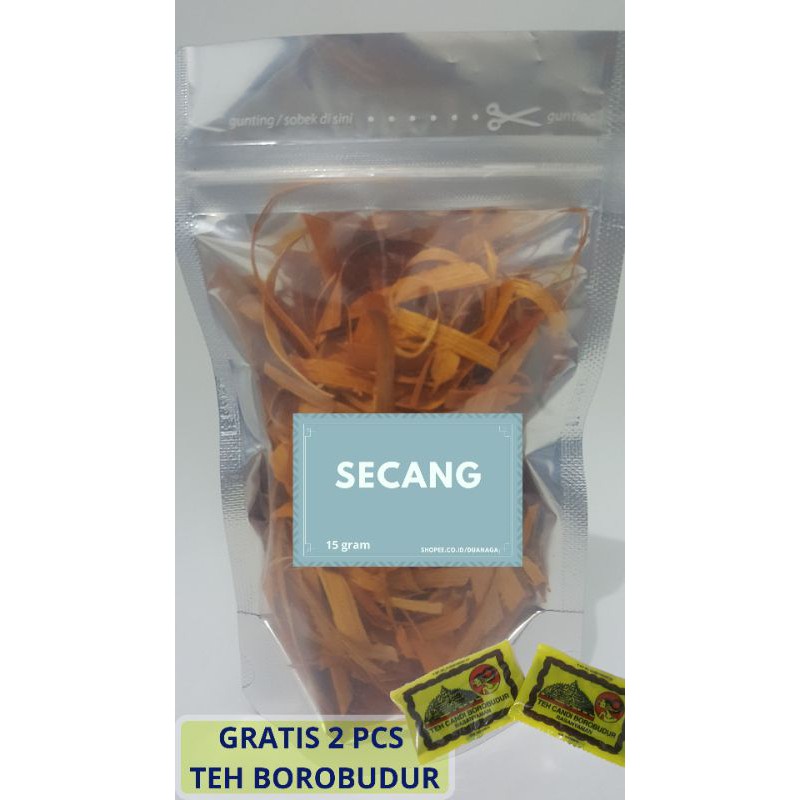 

Kayu Secang Serut Kering 15 gr | Dapat 2 pcs Teh Cap Candi Borobudur | Bisa COD