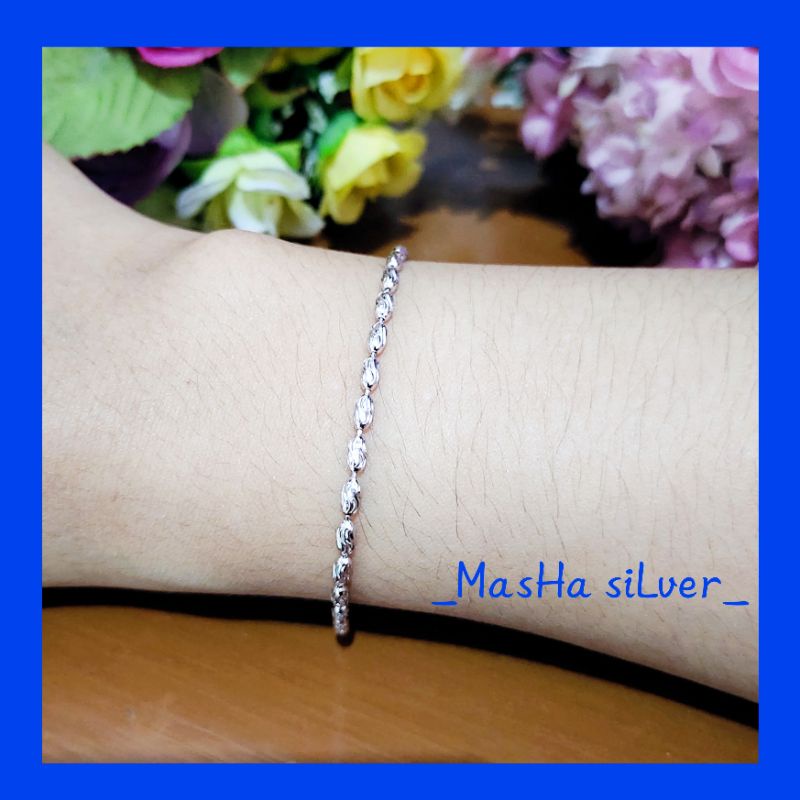 GELANG PERAK RANTAI NEBULA ASLI SILVER 925 LAPIS MAS PUTIH/GELANG RANTAI DEWASA