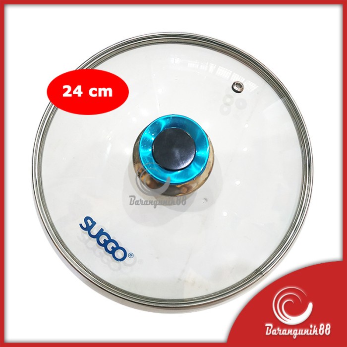 teflon Tutup Panci Kaca Wajan Kuali Ukuran 24 cm Tebal 4mm Termasuk Knop Temp bergaransi bayar ditem