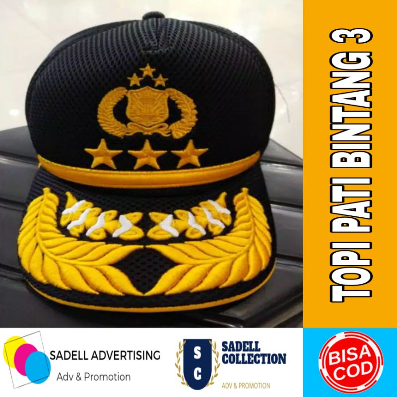 Topi Pati Bintang 3 Topi Pati Padi & Kapas List Kuning Bintang 3