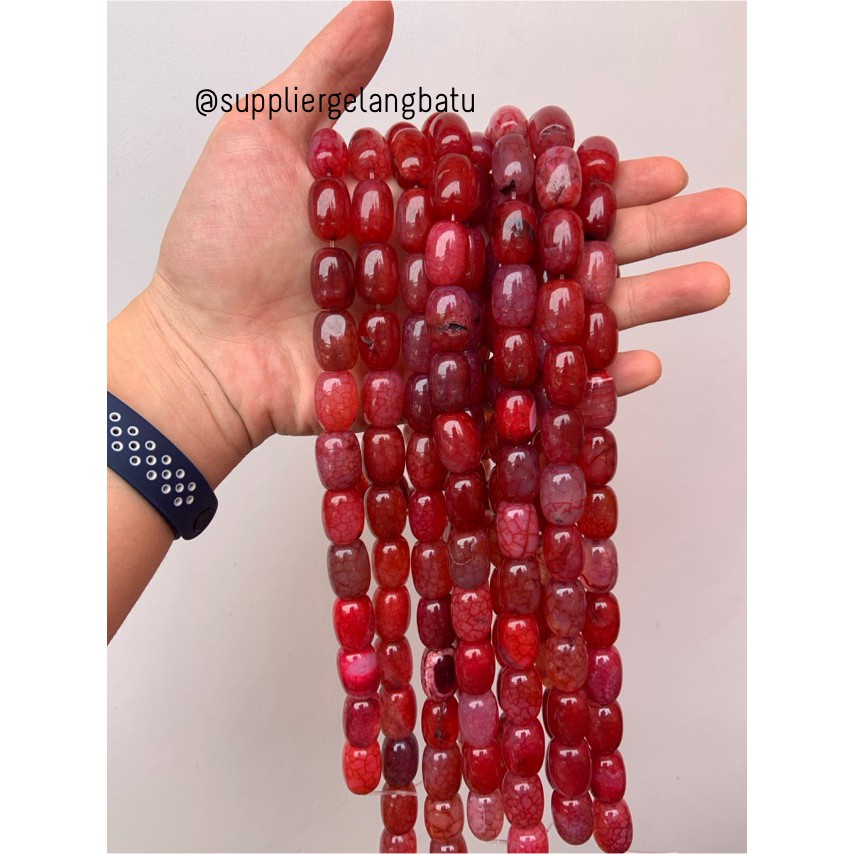 batu alam Penden simba tabung red agate serat 2 x 1,5 cm merah agatis