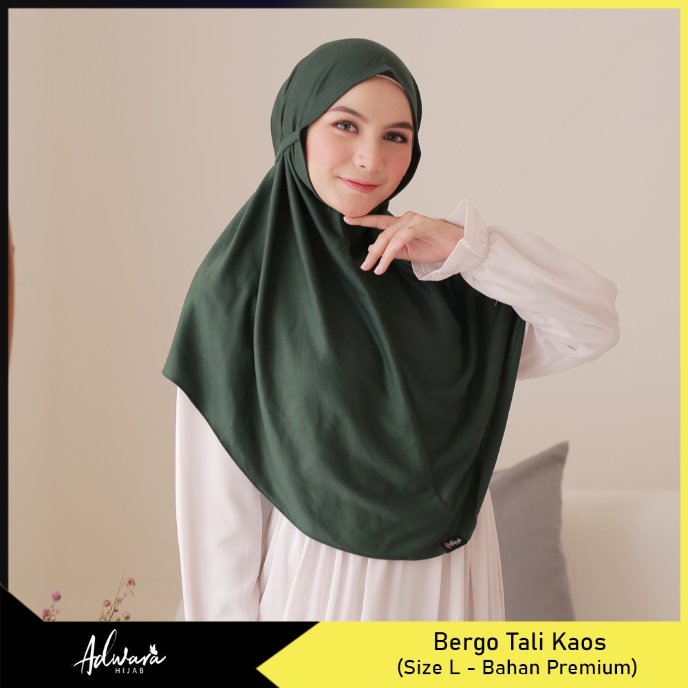 ADWARA HIJAB Jilbab Bergo Tali Kaos L Premium / Hijab Bergo Instan Tanpa Pet Bahan Tebal dan Adem