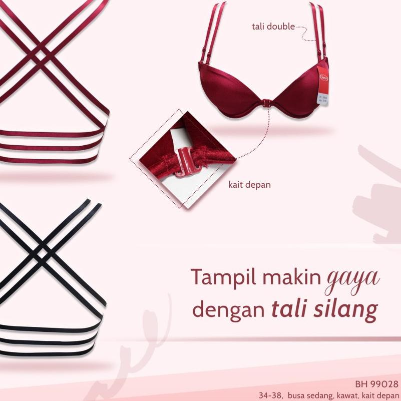 ➦ Sorex Fashion Bra Pesta Tali Double X Kait Depan Busa Sedang Kawat Setara Cup B BH 99028 ✤
