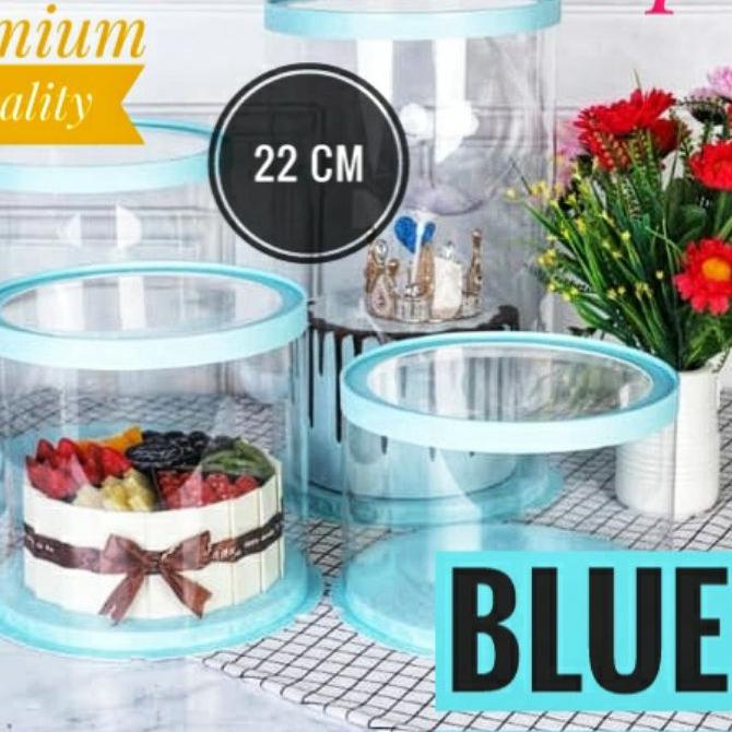 

◌ Cake Box Bulat Dus Kue Bulat Kotak kue Bulat Transparant Mika PET Diameter 22 CM ➳