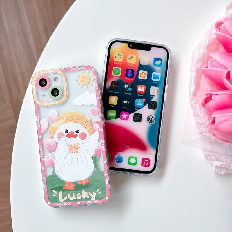 Soft Case Pelindung Lensa 13 Warna Motif Kartun Bebek Untuk iPhone 11 12 Pro MAX X XR XS MAX 7 8 Plus