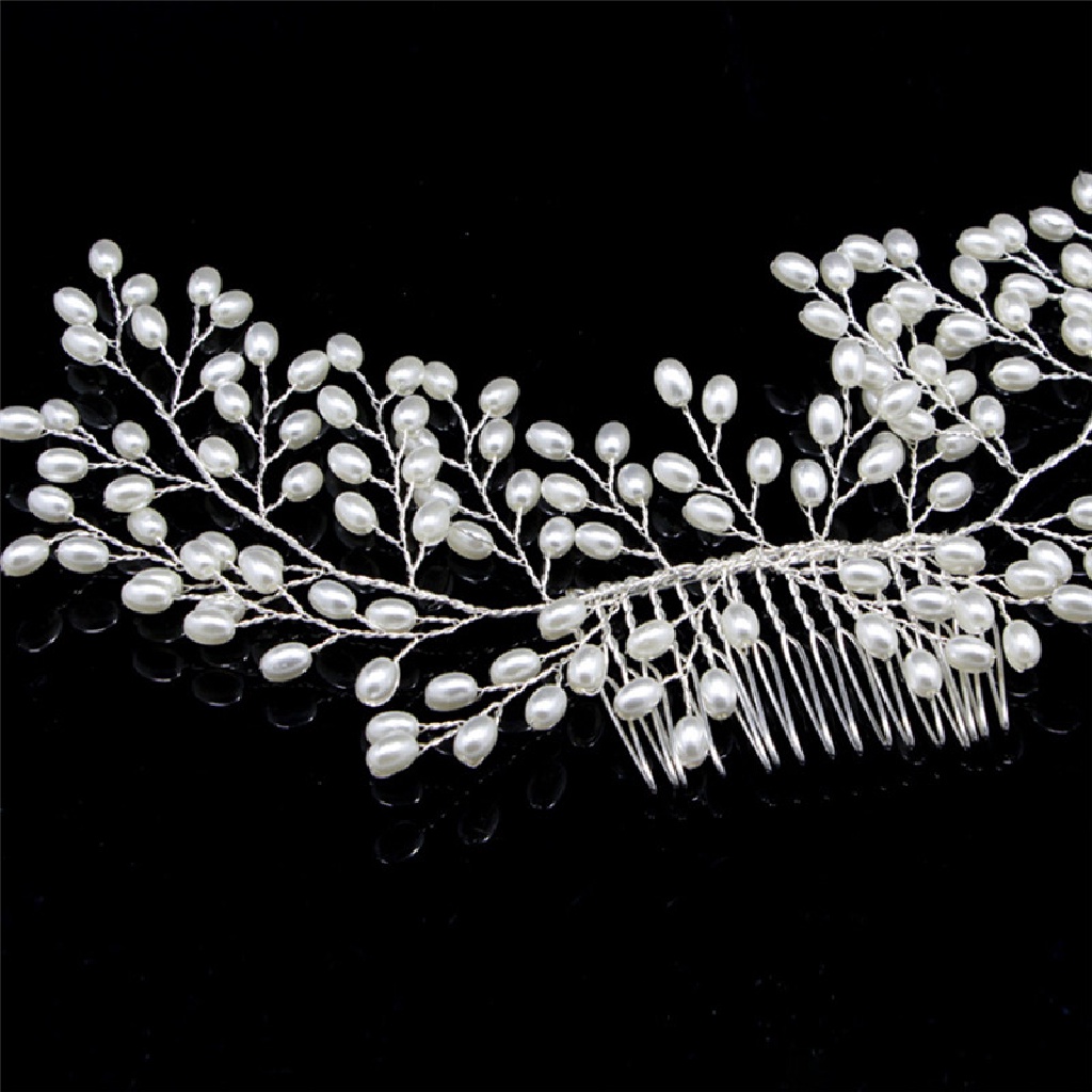 NewBaby Luxury Vintage Bride Hair Accessories Handmade Pearl Wedding Jewelry Comb ID