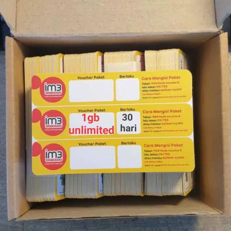 Voucher indosat 1gb unlimited 30 hari, vc isat 1gb unlimited, vc indosat 1gb+4,5gb app 1 bulan