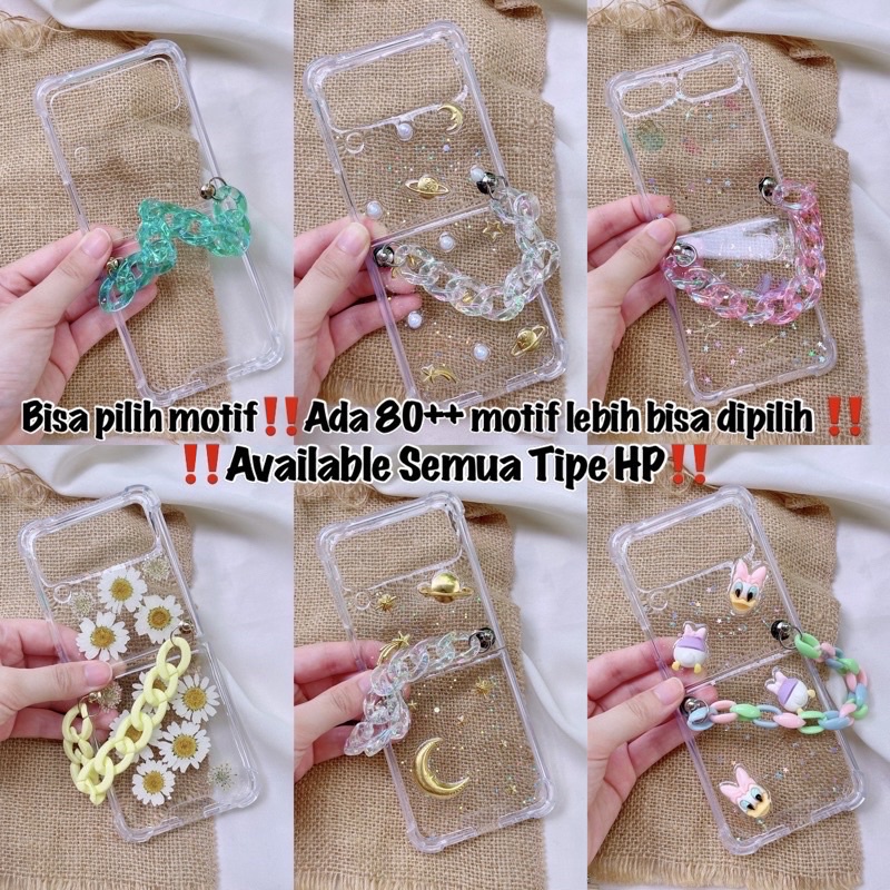 ZFLIP 4 Z FLIP 3 ZFOLD 2 3 CASE SAMSUNG TRANSPARAN WITH CHAIN (SEMUA TIPE HP READY)