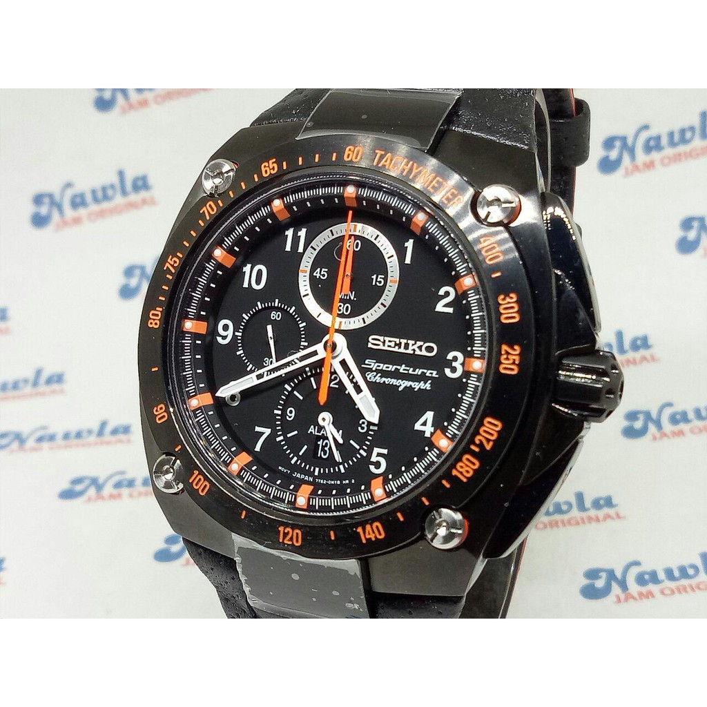 Seiko Sportura SNA37P1 Chronograph Full Black Sapphire | Jam Pria SNAE37