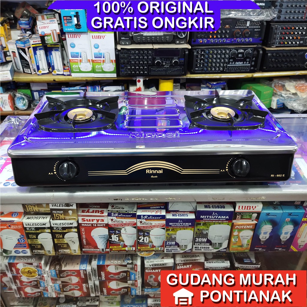 Kompor Gas Rinnai Ri 602E 2 tungku Stainless Body Lepas bodi 602 Ri602E