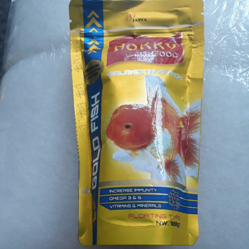 Hokky gold fish Premium 100gr 1mm, Pakan/makanan ikan