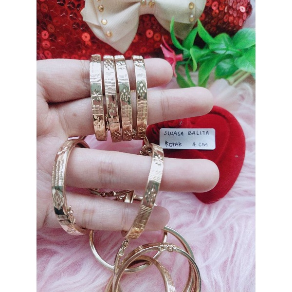 Gelang Emas Swasa Balita 4cm Kotak TERBARU!!! AWET luar dalam kuning