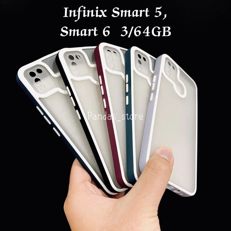 Pro Hybird Infinix Smart 6 NFC 2/32GB, Smart 6 3/64GB, Smart 5 Softcase Halus dan Elegan / Pinggiran Garis Putih Keren (Pandas)