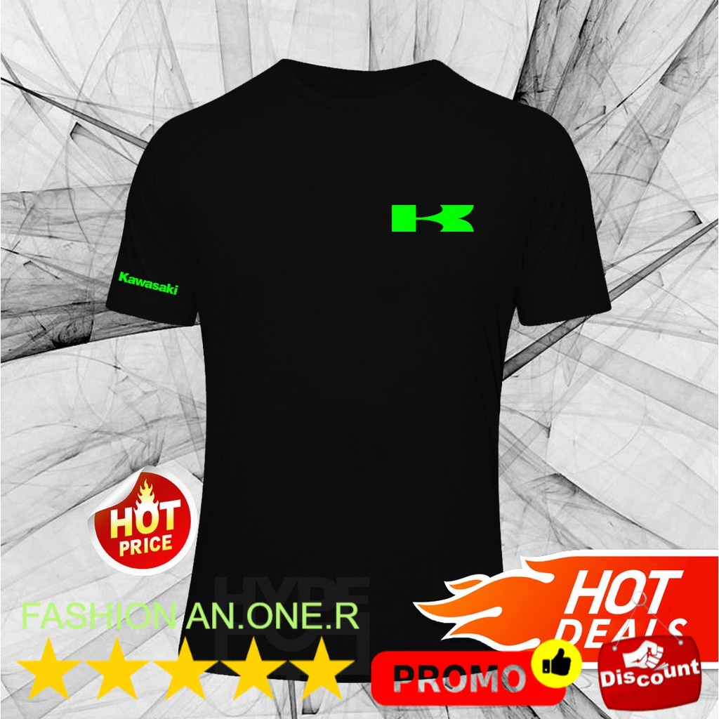 BAJU NEW Kawasaki Logo Z800 Z900 Z1000 ZX-12R 9R 10R T-Shirt Short Sleeve Ready Stock Size Cotton 17