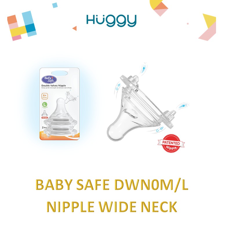 Baby Safe Double Valves Nipple Wide Neck Dot Botol isi 2