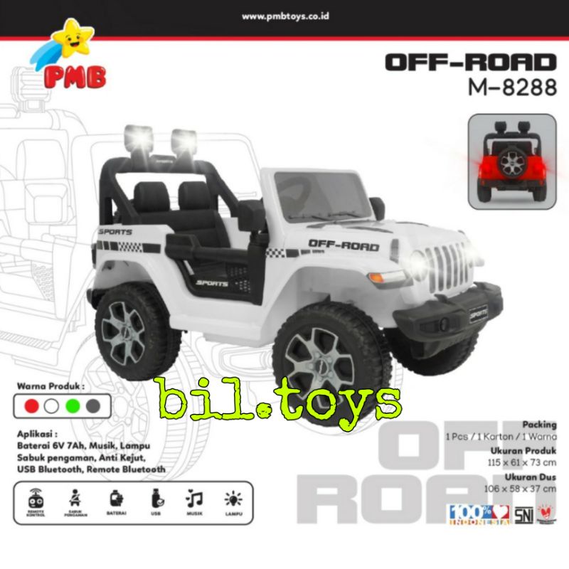 MOBIL AKI ANAK PMB 8288 JEEP OFF-ROAD RUBICON REMOTE MAINAN MOBIL TUNGGANG AKI M-8288 OFF ROAD MOBIL AKI ANAK MURAH