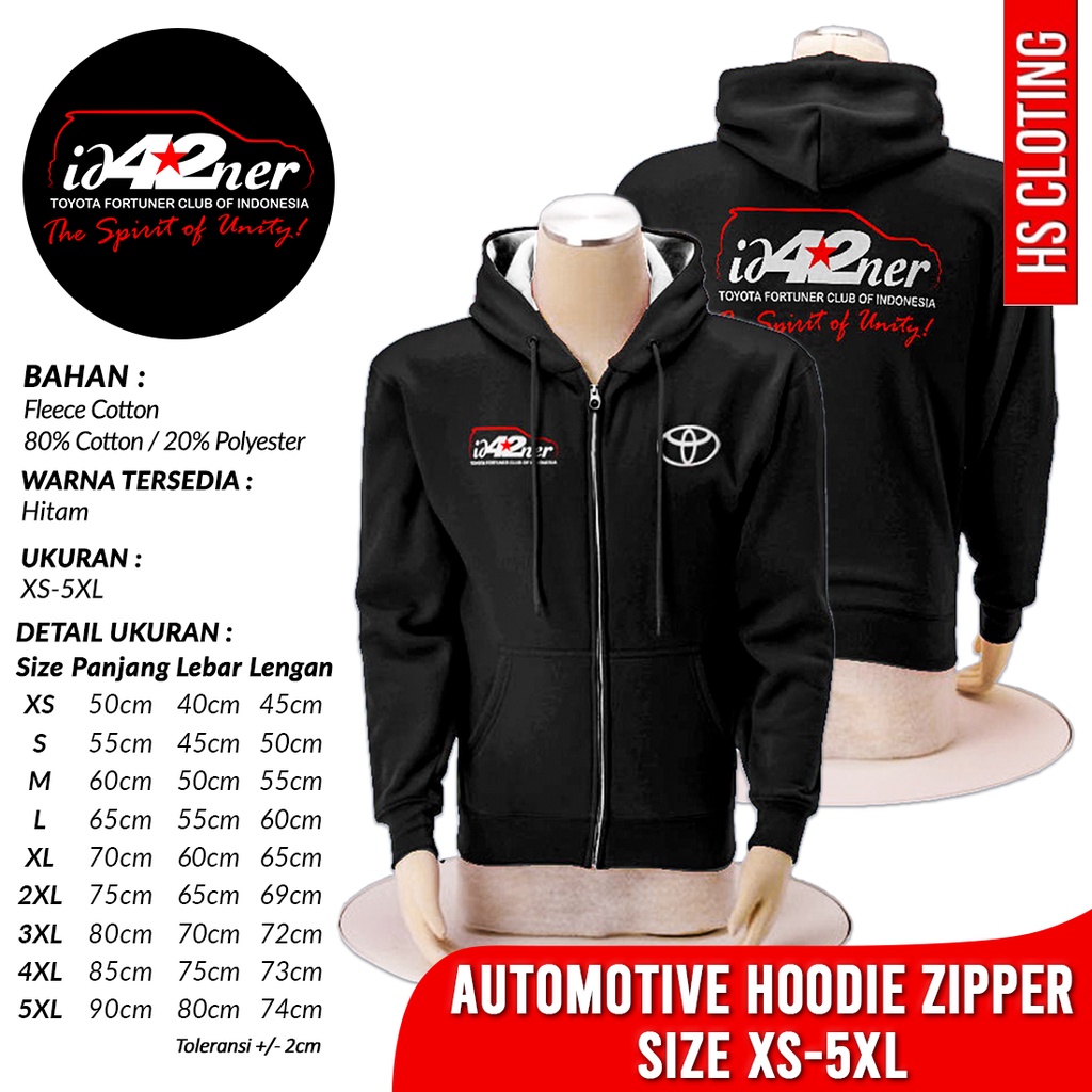 Hoodie Zipper XS-5XL TOYOTA FORTUNER CLUB INDONESIA Sportivo Kick Diesel Bensin TRD VRZ SRZ SUV Face