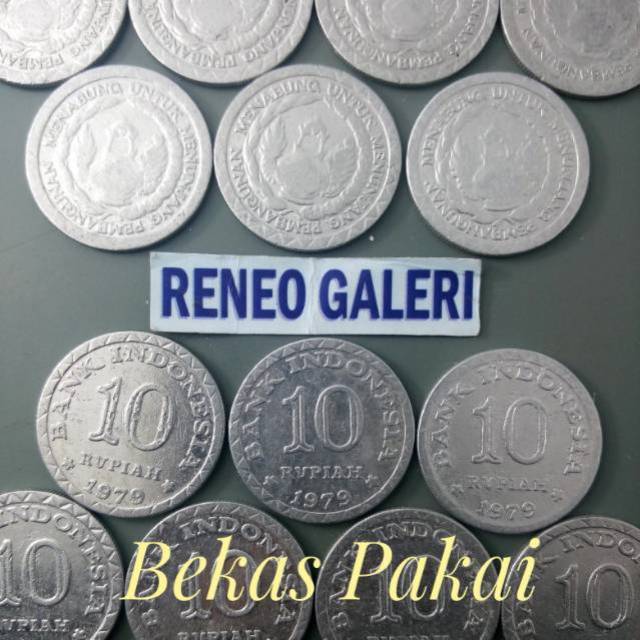 Rp 10 Rupiah tahun 1979 uang kuno koin Aluminium Tabanas