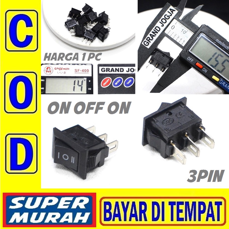 RAK 1C Saklar On Off Tipis Pipih Gepeng 2pin 2 Pin Tombol Lampu Led Motor Mobil Elektro Universal