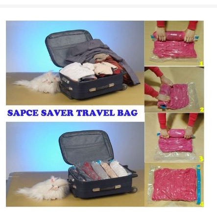 TOSERBA_EMAK - Tas Travel Organizer Plastik Vakum Kompresi 1 PCS - VB-70 - Transparent
