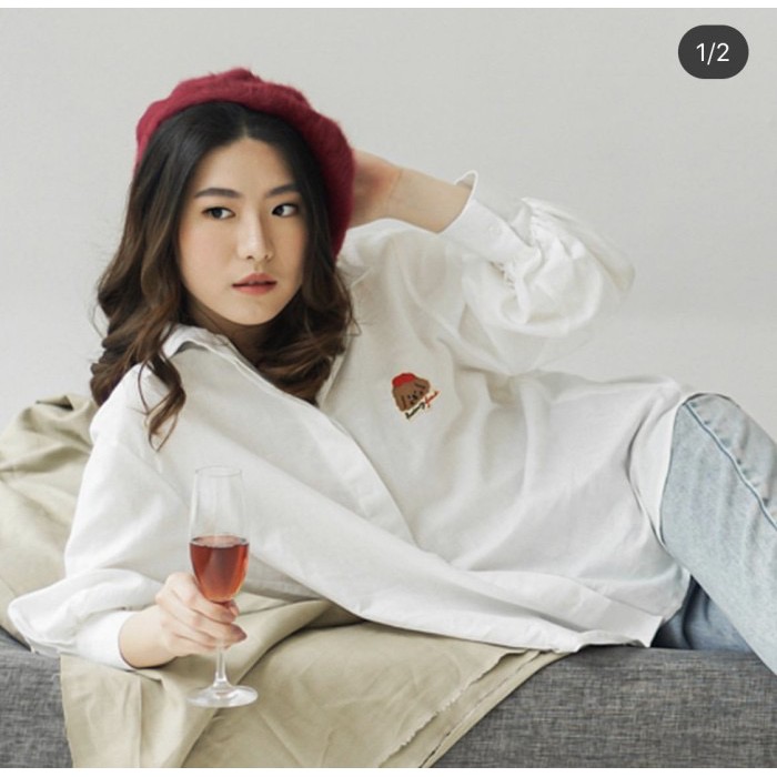 Kellysandco x Hello Alice Emily Linen Katun Shirt Kemeja Boxy Oversize Poddle New Kellys.co